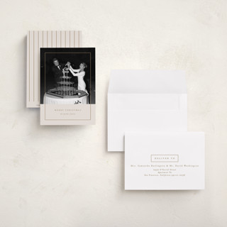 This is a almond petite holiday cards with standard by Brianne Larsen called classic border printing on recycled smooth signature in petite