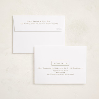 This is a almond petite holiday cards with standard by Brianne Larsen called classic border printing on recycled smooth signature in petite