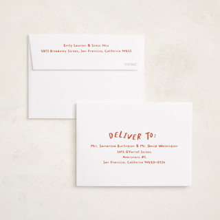 This is a crimson petite holiday cards with standard by Vera Lim called happy chaos printing on recycled smooth signature in petite