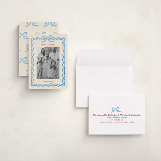 This is a bluebell petite holiday cards with standard by Cass Loh called watercolor ribbon frame printing on recycled smooth signature in petite