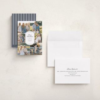 This is a night sky petite holiday cards with standard by Ekko Studio called elegant emblem printing on signature in petite