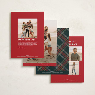 This is a classic plaid petite holiday cards with standard by Sara Hicks Malone called up printing on recycled smooth signature in petite