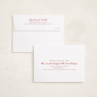 This is a cranberry petite holiday cards with standard by Heather Schertzer called believe printing on recycled smooth signature in petite