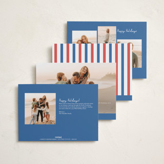 This is a azure petite holiday cards with standard by Megan Davis called adios printing on recycled smooth signature in petite