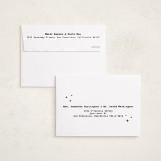 This is a snow petite holiday cards with standard by Amanda Stuff called typewriter printing on signature in petite