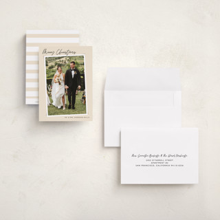 This is a latte petite holiday cards with standard by Alicia Schultz called dated snapshot printing on recycled smooth signature in petite