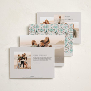 This is a aqua petite holiday cards with standard by Paper Sun Studio called festive folk frame printing on recycled smooth signature in petite