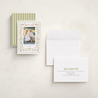 This is a sage petite holiday cards with standard by Melanie Kosuge called lafayette printing on recycled smooth signature in petite