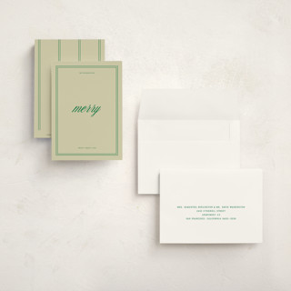 This is a emerald petite holiday cards with standard by Jen Ramsey called merry merry printing on signature in petite
