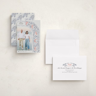 This is a winter petite holiday cards with standard by Elly called peaceful arch printing on recycled smooth signature in petite