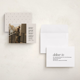 This is a vanilla petite holiday cards with standard by Lea Delaveris called new view printing on recycled smooth signature in petite