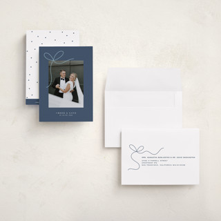 This is a blue spruce petite holiday cards with standard by Yuliya Evseeva called little bow printing on recycled smooth signature in petite