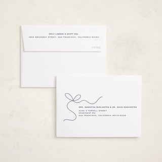 This is a blue spruce petite holiday cards with standard by Yuliya Evseeva called little bow printing on recycled smooth signature in petite