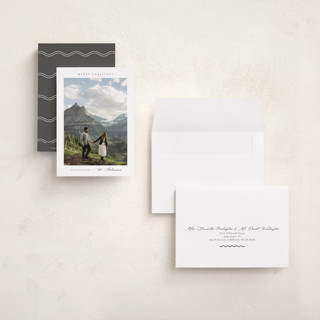 This is a snow petite holiday cards with standard by Nicole Walsh called scenic printing on recycled smooth signature in petite