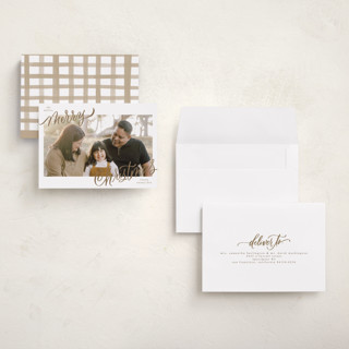 This is a golden petite holiday cards with standard by Elsa Duncan called merry christmas printing on recycled smooth signature in petite