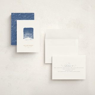 This is a linen petite holiday cards with standard by Robert and Stella called tiny nativity printing on signature in petite