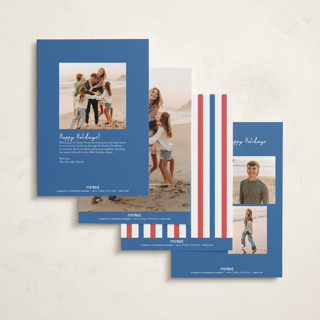 This is a azure petite holiday cards with standard by Megan Davis called adios printing on recycled smooth signature in petite