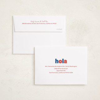 This is a azure petite holiday cards with standard by Megan Davis called adios printing on recycled smooth signature in petite