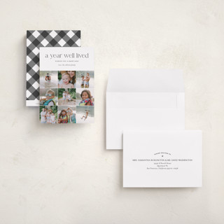 This is a midnight petite holiday cards with standard by Shari Margolin called annual review printing on recycled smooth signature in petite