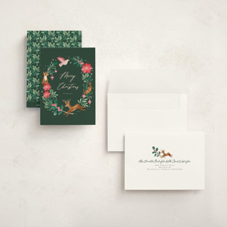 This is a forest petite holiday cards with standard by Vivian Yiwing called woodland wreath printing on signature in petite
