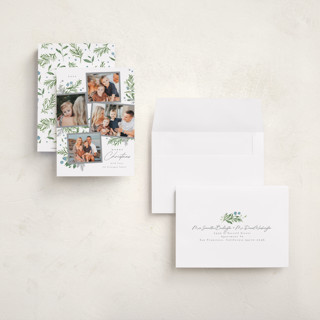 This is a blue jay petite holiday cards with standard by Everett Paper Goods called botanical quad printing on recycled smooth signature in petite