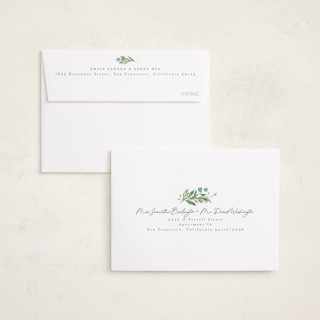 This is a blue jay petite holiday cards with standard by Everett Paper Goods called botanical quad printing on recycled smooth signature in petite