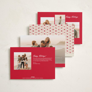 This is a candy cane petite holiday cards with standard by Kanika Mathur called poinsettia tile printing on recycled smooth signature in petite