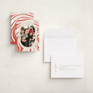 This is a peppermint petite holiday cards with standard by Oscar and Emma - Karly Depew called peppermint flavor printing on recycled smooth signature in petite