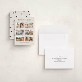 This is a crêpe petite holiday cards with standard by Olivia Williams called best year printing on recycled smooth signature in petite