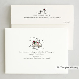 This is a cobblestone petite holiday cards with standard by Cindy Reynolds called holiday village printing on recycled smooth signature in petite