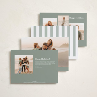 This is a sage petite holiday cards with standard by Angela Thompson called linen stripes printing on signature in petite