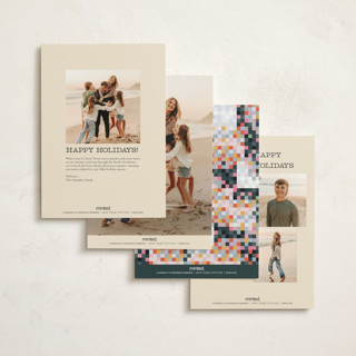 This is a champagne petite holiday cards with standard by Pixel and Hank called new year disco printing on signature in petite