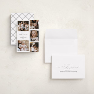 This is a snow petite holiday cards with standard by Ashley Iwafuchi called merriest moments printing on recycled smooth signature in petite