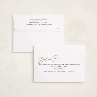 This is a copper petite holiday cards with standard by Stacey Meacham called simply scripted printing on recycled smooth signature in petite