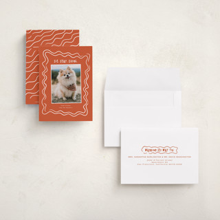 This is a holly petite holiday cards with standard by Vera Lim called wiggly lines printing on recycled smooth signature in petite