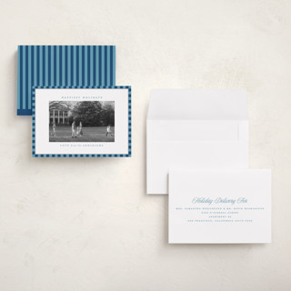 This is a navy petite holiday cards with standard by Kristie Kern called the charleston printing on recycled smooth signature in petite