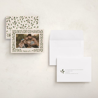 This is a eggnog petite holiday cards with standard by Diana Pinnell called winter garland printing on recycled smooth signature in petite