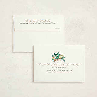 This is a buttercream petite holiday cards with standard by Alethea and Ruth called foliage wreath printing on signature in petite