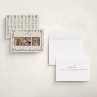 This is a mulled wine petite holiday cards with standard by Everett Paper Goods called laurel garland printing on signature in petite