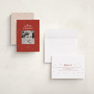 This is a poinsettia petite holiday cards with standard by Ellen Schlegelmilch called dainty dots printing on signature in petite