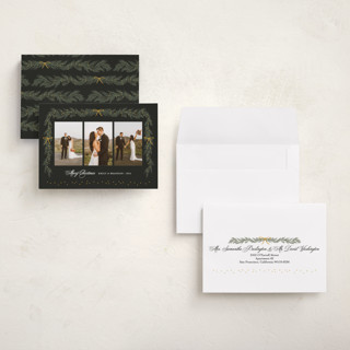 This is a midnight petite holiday cards with standard by Elly called ribbon garland printing on signature in petite