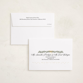 This is a midnight petite holiday cards with standard by Elly called ribbon garland printing on signature in petite