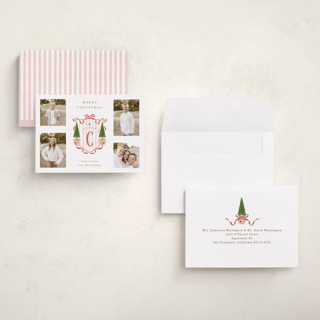 This is a currant petite holiday cards with standard by Susan Zinader called family crest printing on recycled smooth signature in petite