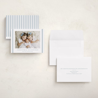 This is a icicle petite holiday cards with standard by Carolyn MacLaren called striped blessings printing on recycled smooth signature in petite