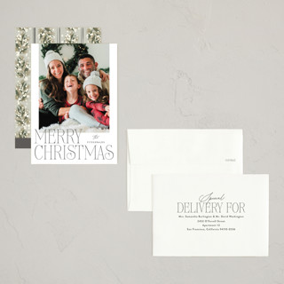 This is a wool petite holiday cards with standard by Jackie Crawford called classic formal holiday printing on recycled smooth signature in petite