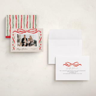 This is a wreath petite holiday cards with standard by Pixel and Hank called disney's mickey bough border printing on signature in petite