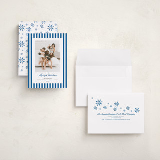 This is a ocean petite holiday cards with standard by Erika Firm called mini cabana stripes printing on recycled smooth signature in petite