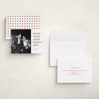 This is a tomato basil petite holiday cards with standard by Carolyn MacLaren called classic fun printing on recycled smooth signature in petite