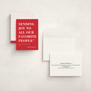 This is a candy apple petite holiday cards with standard by Amy Payne called you made the list printing on signature in petite