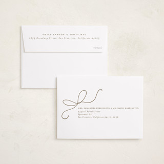 This is a snow petite holiday cards with standard by Emily Betts called bow two printing on recycled smooth signature in petite